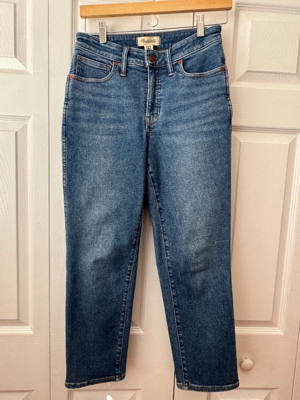 Madewell Curvy Stovepipe Jeans High Rise Petite 28P Fair Trade Blue Wash